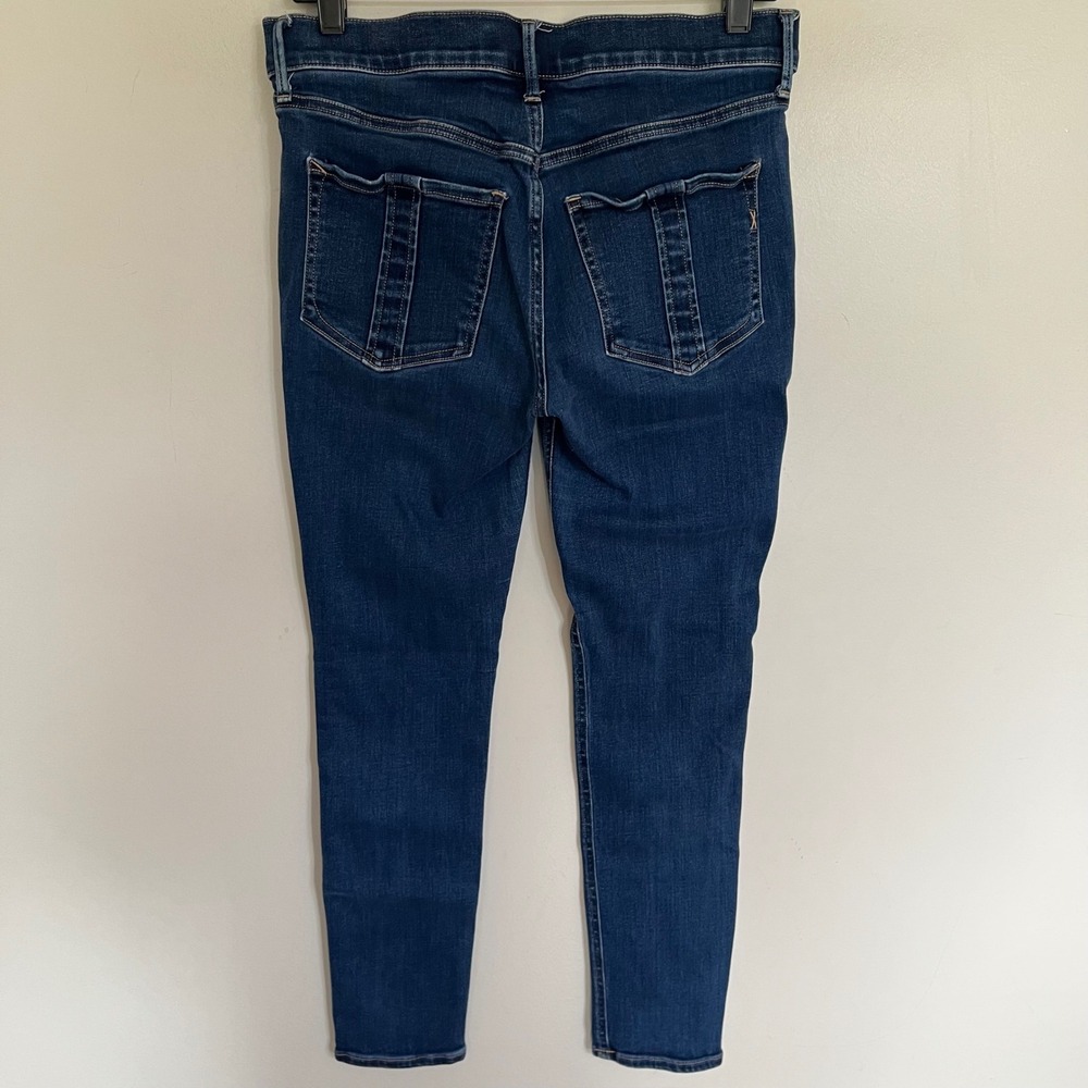 Express Denim Perfect Ankle Legging Jeans Mid Rise Dark Wash Blue Size 8R Seamed - Picture 12 of 12